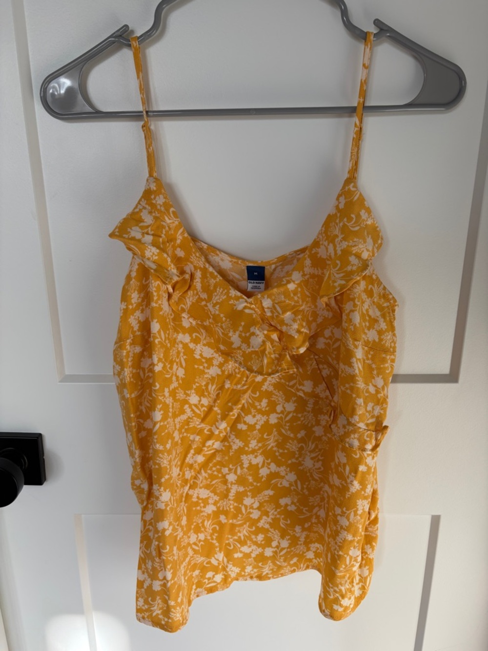 Women's Yellow Floral Ruffle Cami Top